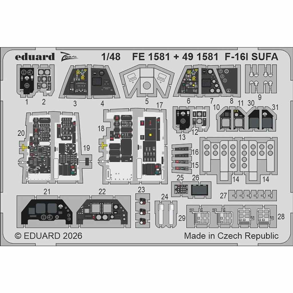 【新製品】FE1581 塗装済 1/48 F-16I ズームエッチングパーツ (グレートウォール用)