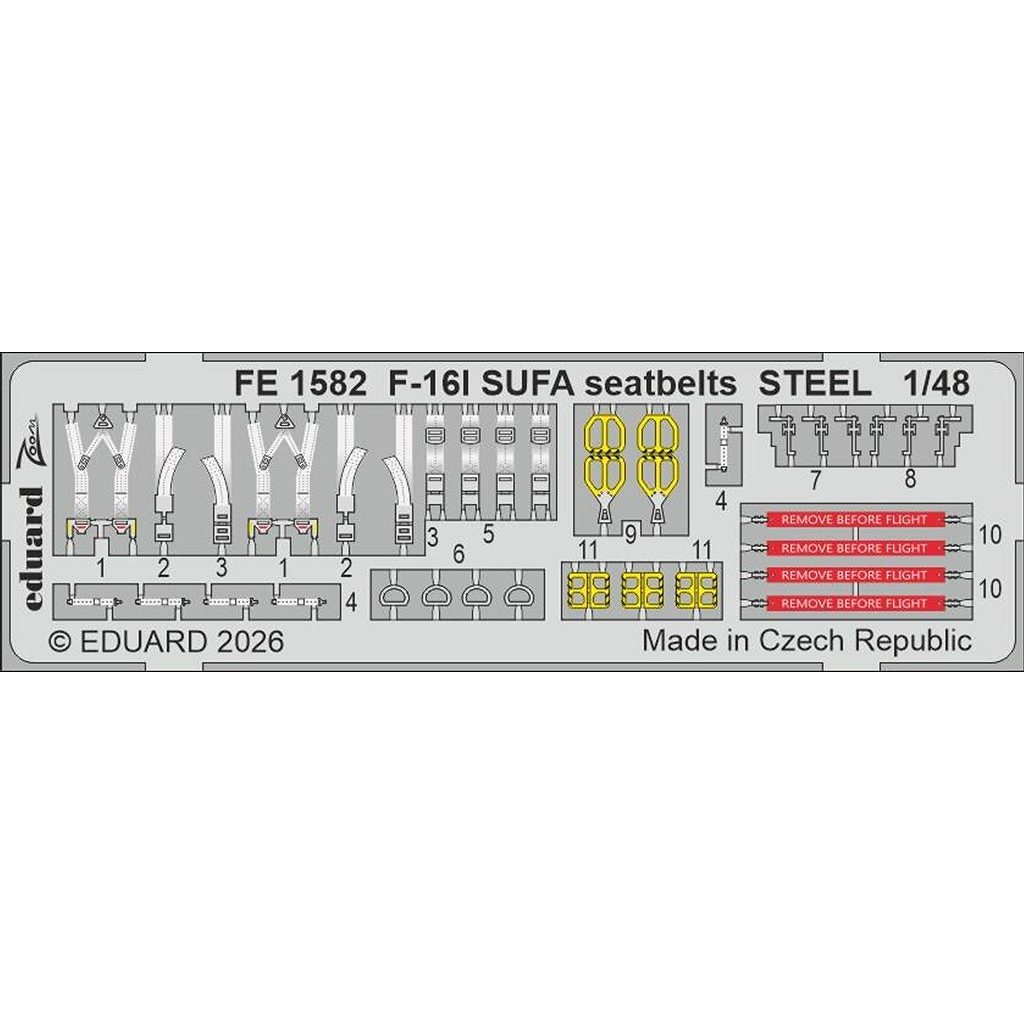 【新製品】FE1582 塗装済 1/48 F-16I シートベルト (ステンレス製) (グレートウォール用)