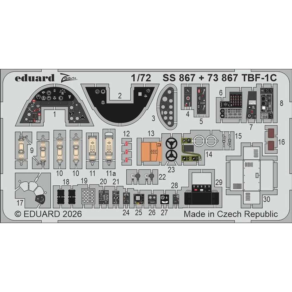 【新製品】SS867 塗装済 1/72 TBF-1C ズームエッチングパーツ (ホビーボス用)