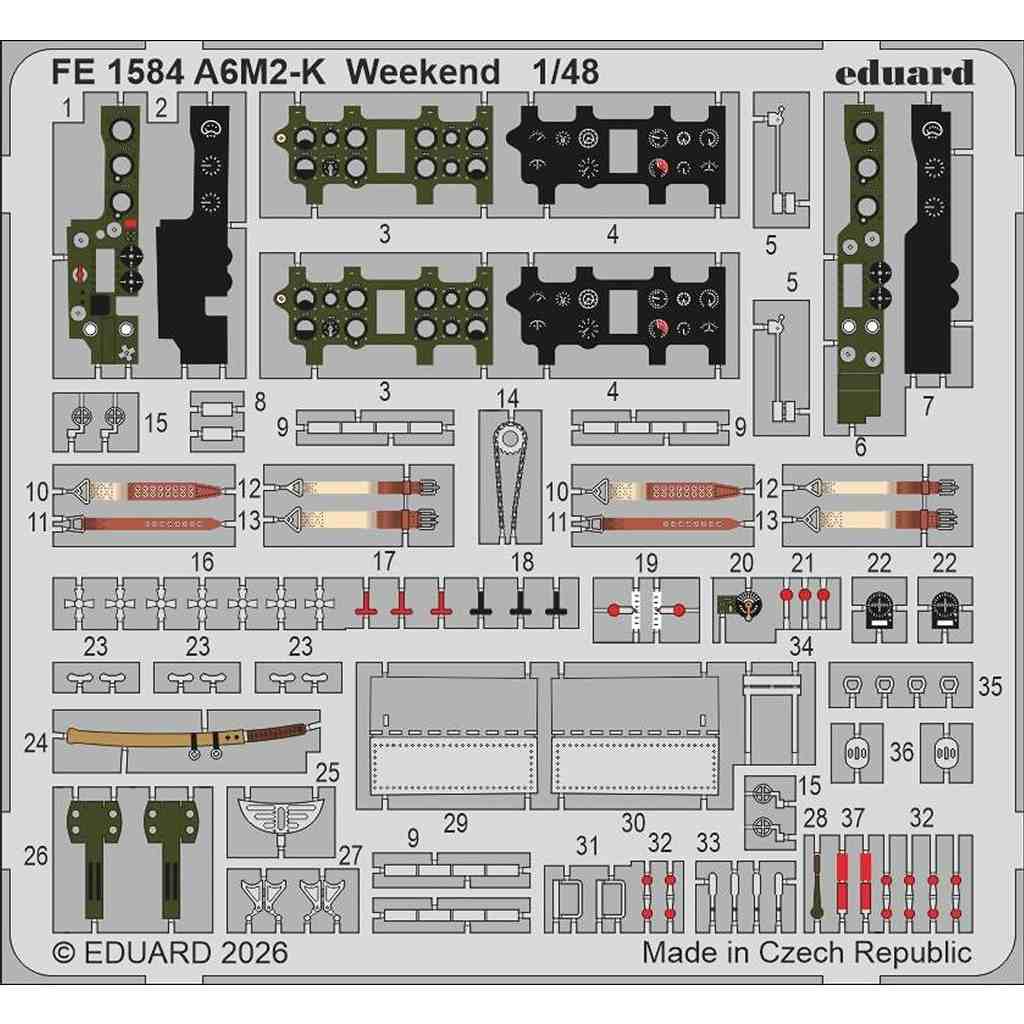 【新製品】FE1584 塗装済 1/48 A6M2-K 零式練習用戦闘機 ウィークエンドエディションズームエッチングパーツ (エデュアルド用)