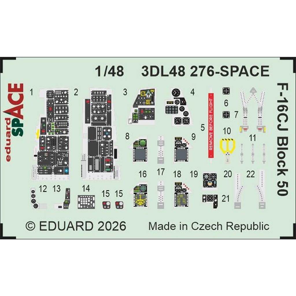 【新製品】3DL48276 1/48 F-16CJ ブロック50 ファイティングファルコン スペース内装3Dデカールw/エッチングパーツセット (タミヤ用)