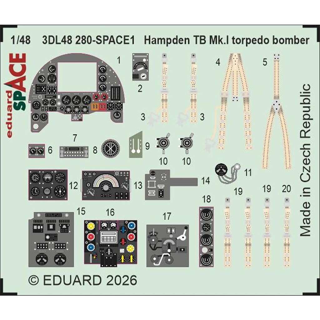 【新製品】3DL48280 1/48 ハンドレページ ハンプデン TB Mk.I スペース内装3Dデカール w/エッチングパーツセット (ICM用)