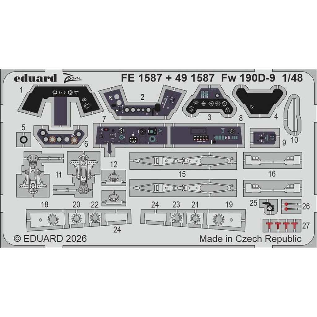【新製品】FE1587 塗装済 1/48 フォッケウルフ Fw190D-9 ズームエッチングパーツ (ミニアート用)