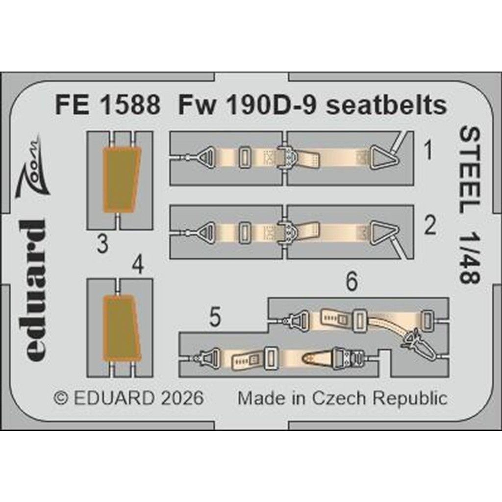 【新製品】FE1588 塗装済 1/48 フォッケウルフ Fw190D-9 シートベルト (ステンレス製) (ミニアート用)