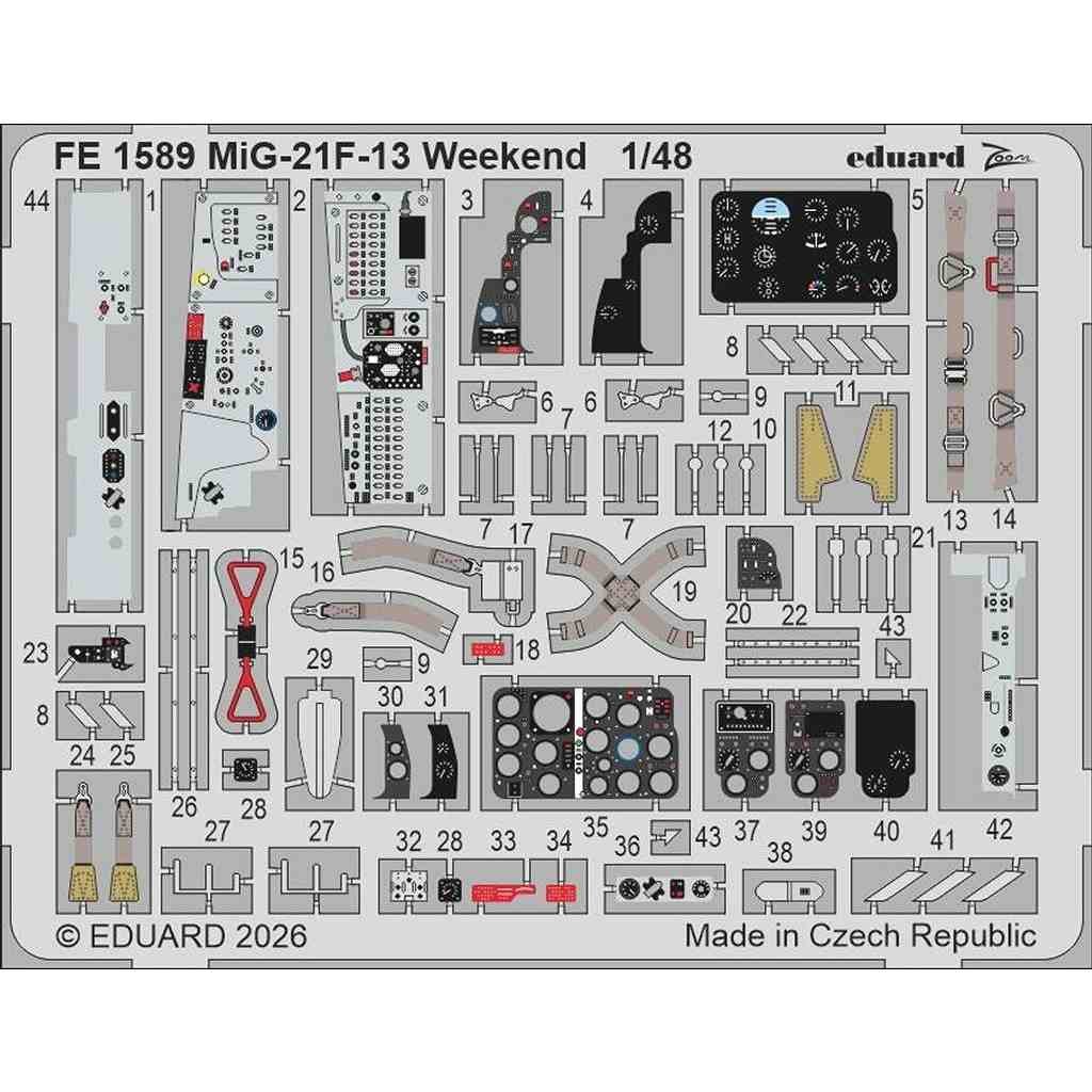 【新製品】FE1589 塗装済 1/48 ミグ MiG-21F-13 フィッシュベッド ウィークエンド ズームエッチングパーツ(エデュアルド用)