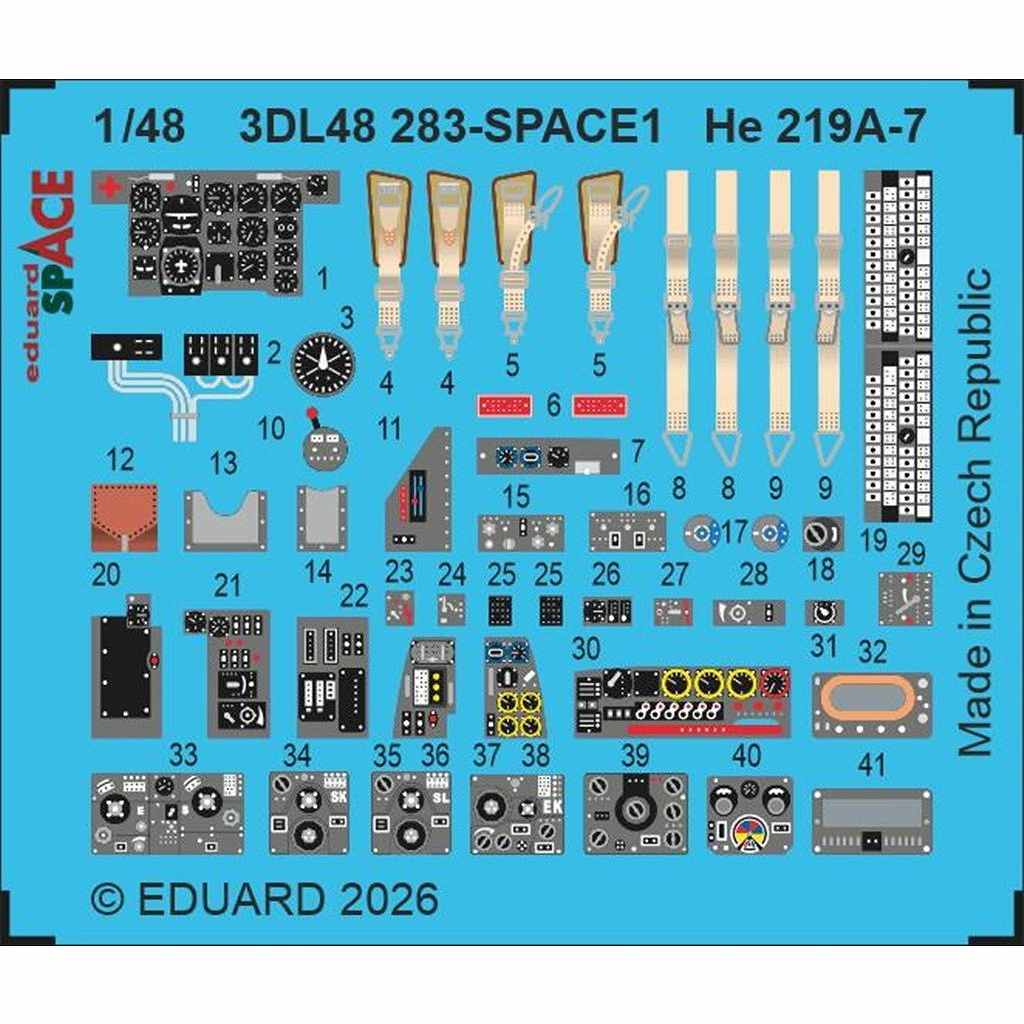 【新製品】3DL48283 1/48 ハインケル He219A-7 ウーフー スペース内装3Dデカールw/エッチングパーツセット (タミヤ用)