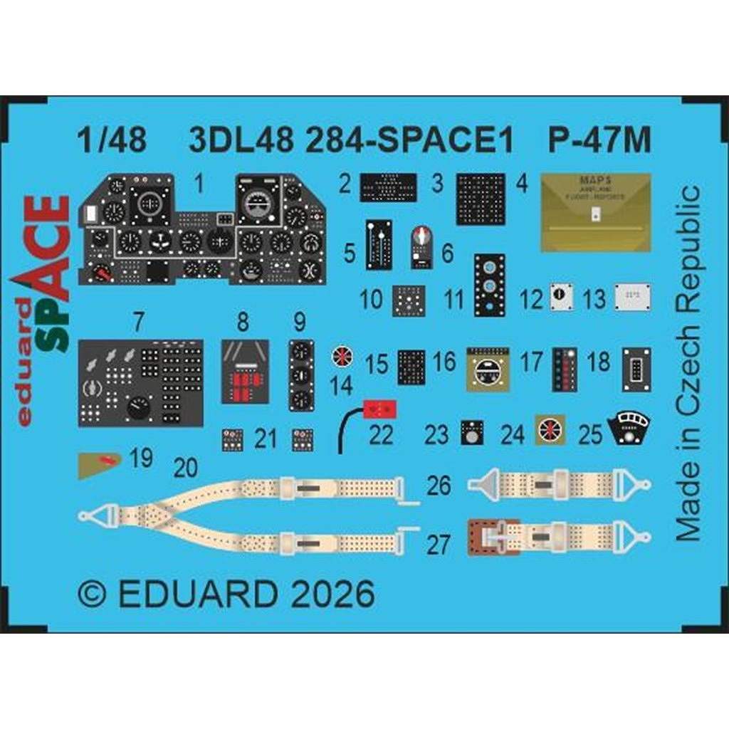 【新製品】3DL48284 1/48 リパブリック P-47M サンダーボルト スペース内装3Dデカールw/エッチングパーツセット (タミヤ用)