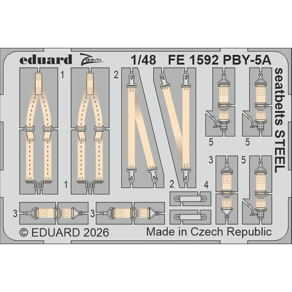 【新製品】FE1592 塗装済 1/48 コンソリデーテッド PBY-5A カタリナ シートベルト (ステンレス製)(レベル/エデュアルド用)