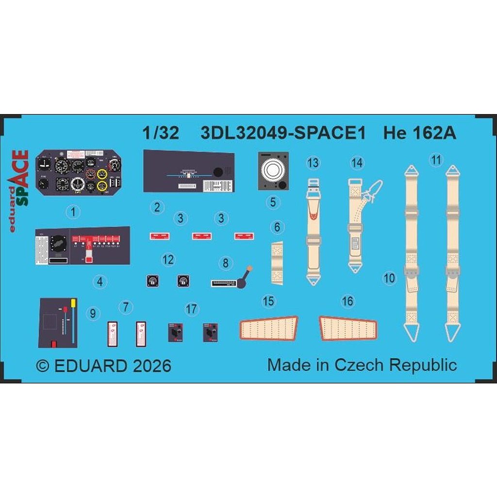 【新製品】3DL32049 1/32 ハインケル He162A サラマンダー スペース内装3Dデカール w/エッチングパーツセット (レベル/ホビー2000用)