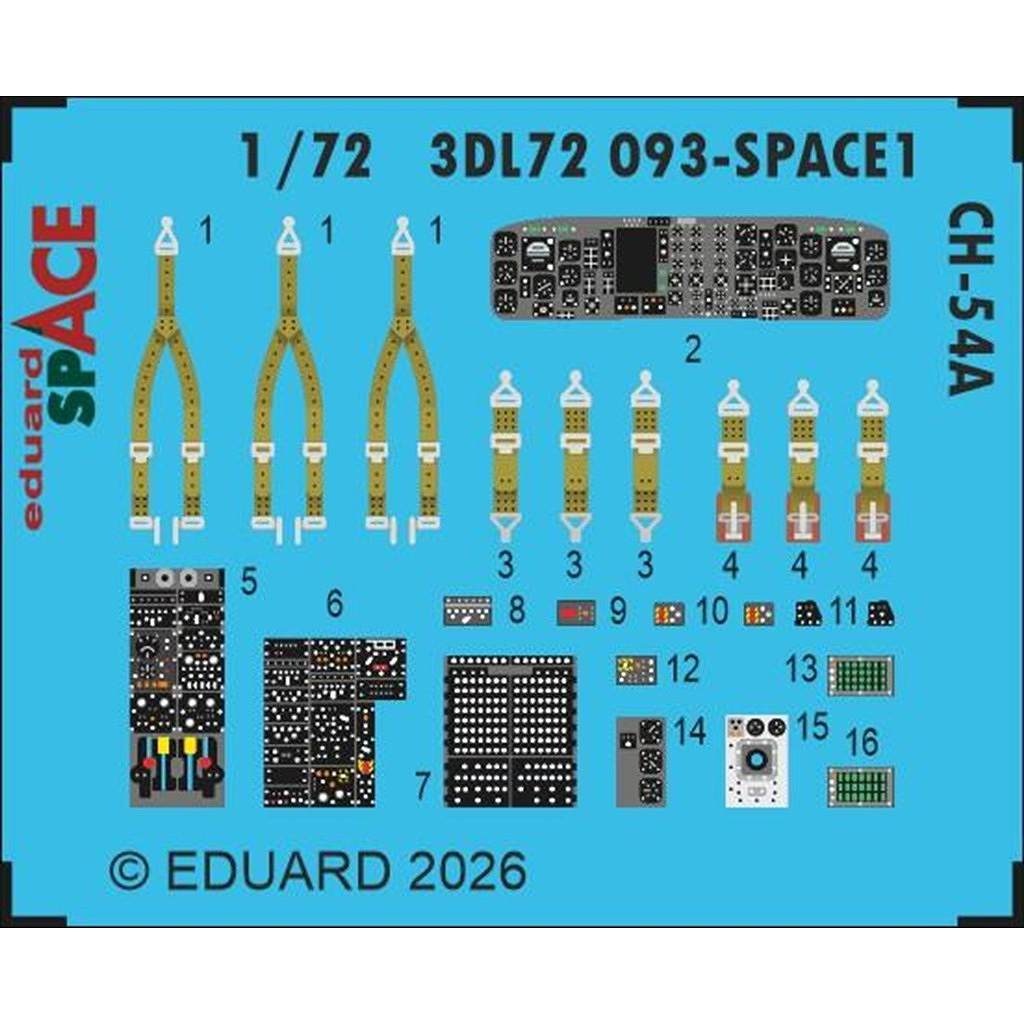 【新製品】3DL72093 1/72 CH-54A タルヘ スペース内装3Dデカール w/エッチングパーツセット (ICM用)