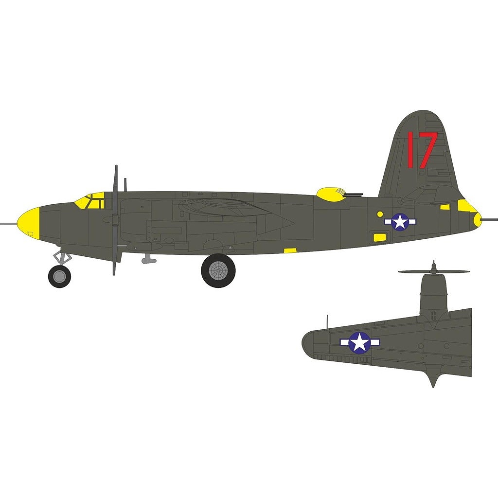 【新製品】EX1189 1/48 マーティン B-26C-45 マローダー 国籍マーク & 尾翼マーク塗装マスクシール (ICM用)