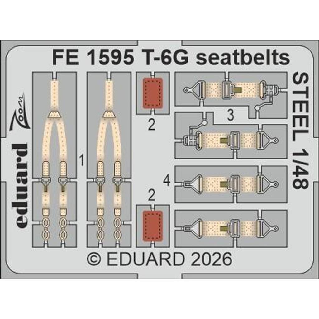 【新製品】FE1595 塗装済 1/48 ノースアメリカン T-6G テキサン シートベルト (ステンレス製) (イタレリ用)