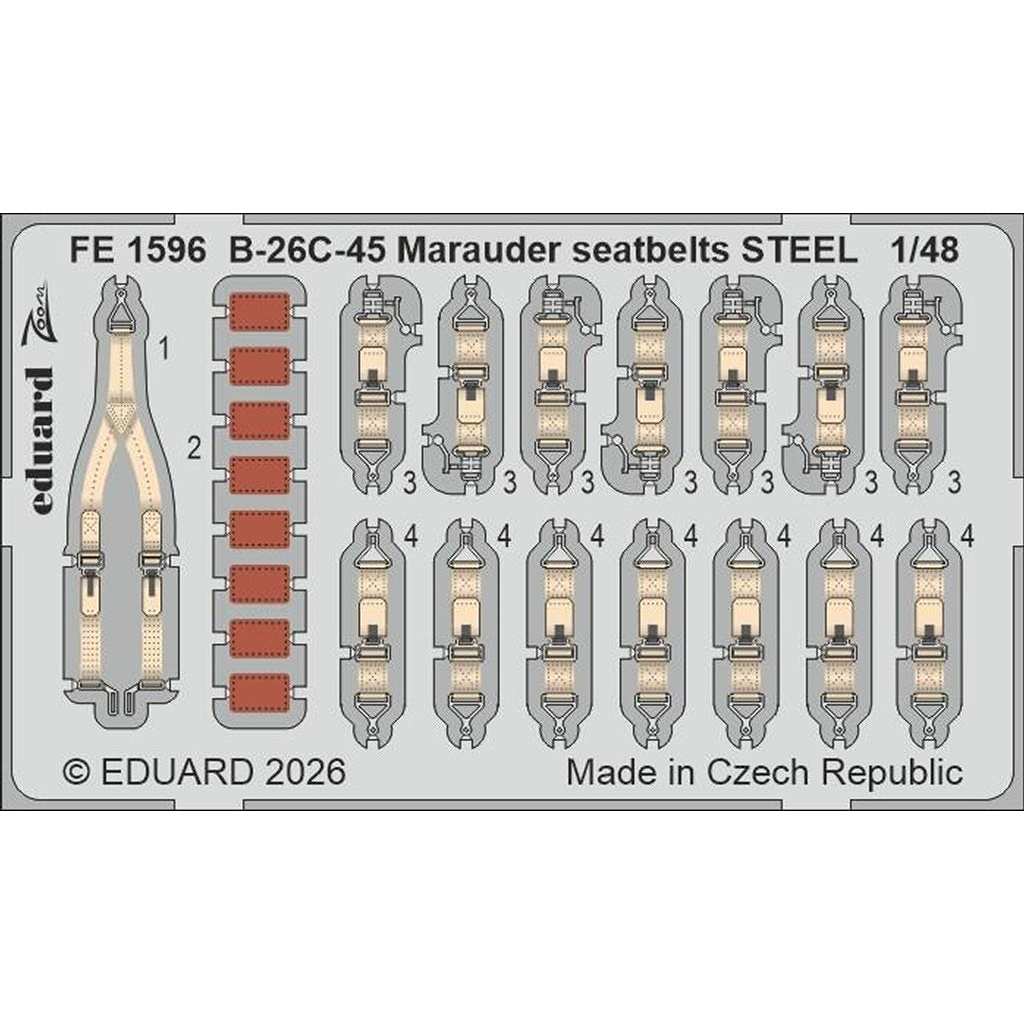 【新製品】FE1596 塗装済 1/48 マーティン B-26C-45 マローダー シートベルト (ステンレス製)(ICM用)