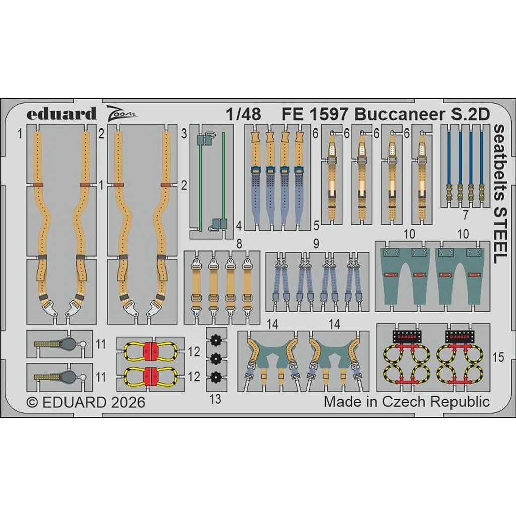 【新製品】FE1597 塗装済 1/48 ブラックバーン バッカニア S.2D シートベルト (ステンレス製)(トランぺッター用)