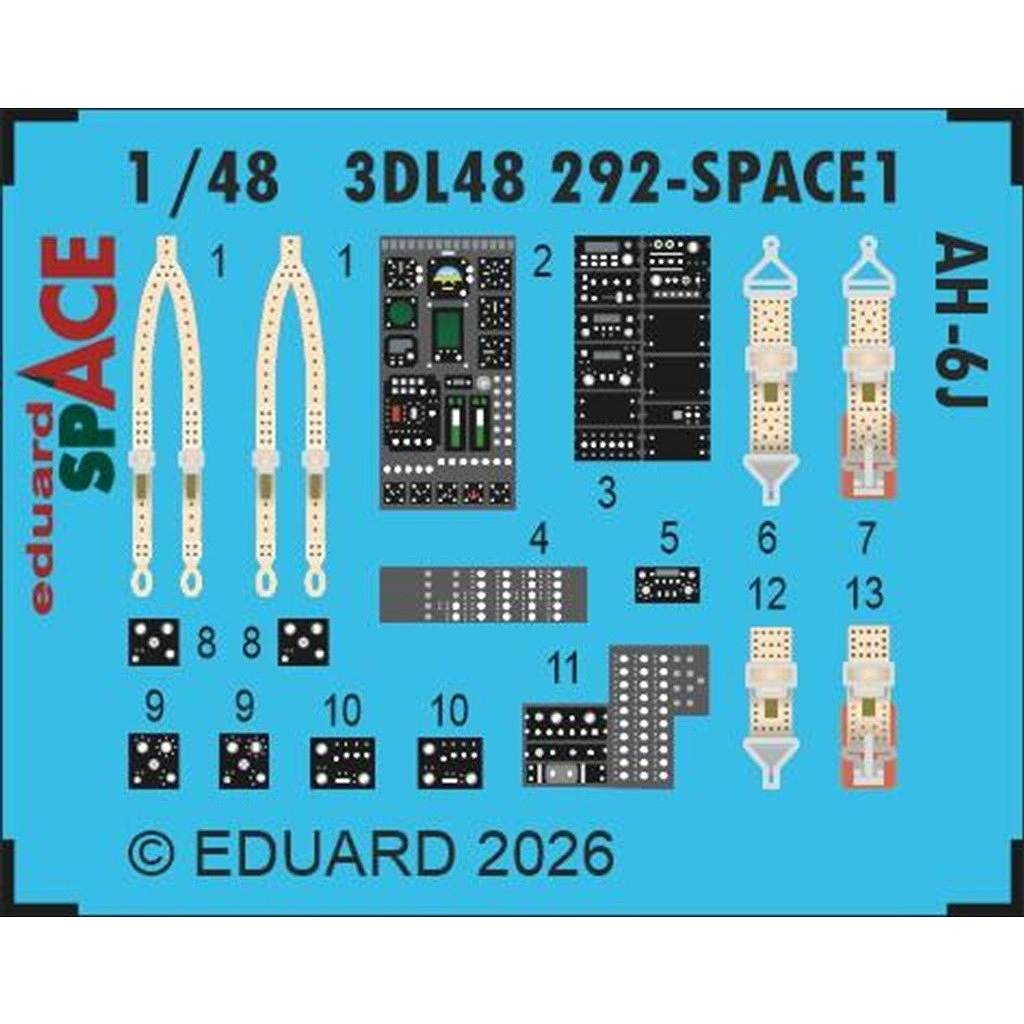 【新製品】3DL48292 1/48 AH-6J リトルバード スペース内装3Dデカール w/エッチングパーツセット (ICM用)