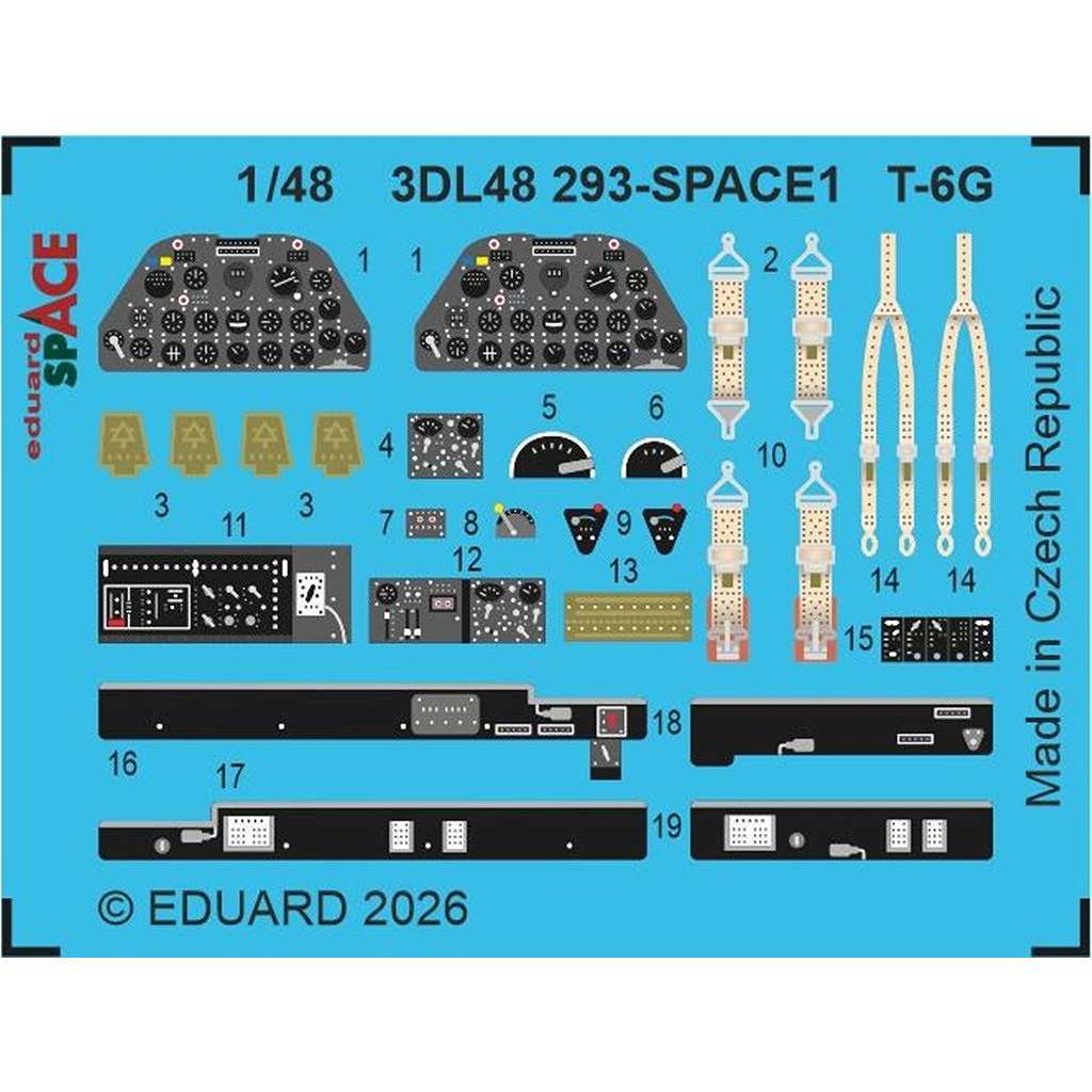 【新製品】3DL48293 1/48 ノースアメリカン T-6G テキサン スペース内装3Dデカール w/エッチングパーツセット (イタレリ用)