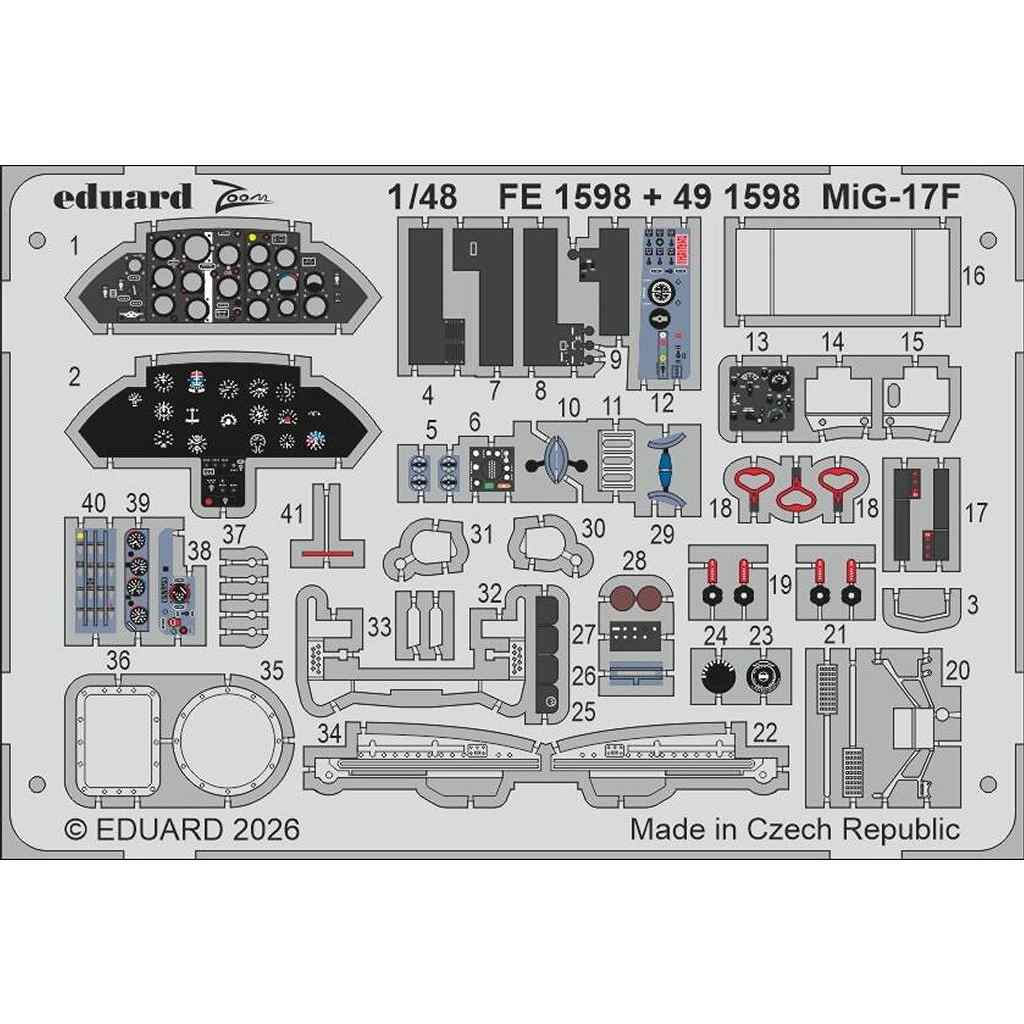 【新製品】FE1598 塗装済 1/48 MiG-17F ズームエッチングパーツ (キネティック用)