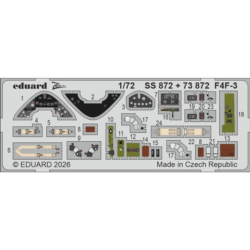 【新製品】SS872 塗装済 1/72 F4F-3 ズームエッチングパーツ (アルマホビー用)