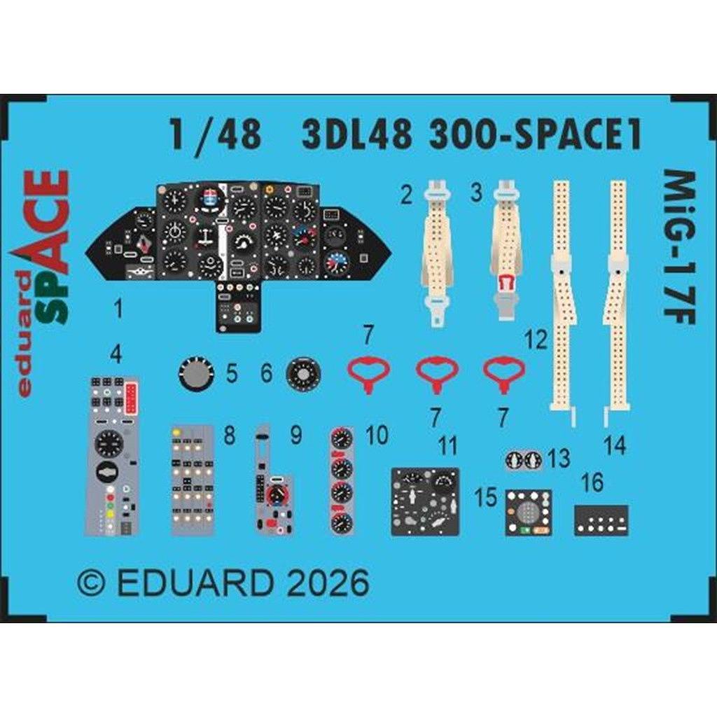 【新製品】3DL48300 1/48 MiG-17F スペース内装3Dデカール w/エッチングパーツセット (キネティック用)
