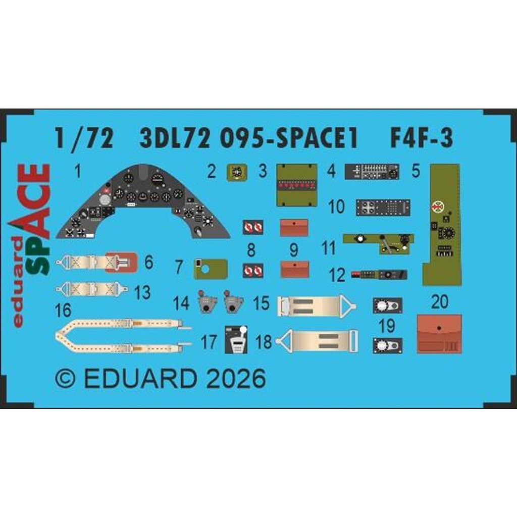 【新製品】3DL72095 1/72 F4F-3 スペース内装3Dデカール w/エッチングパーツセット (アルマホビー用)