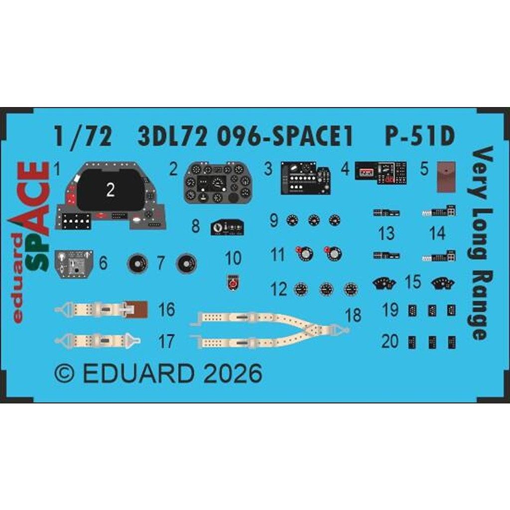 【新製品】3DL72096 1/72 P-51D VLR スペース内装3Dデカール w/エッチングパーツセット (アルマホビー用)