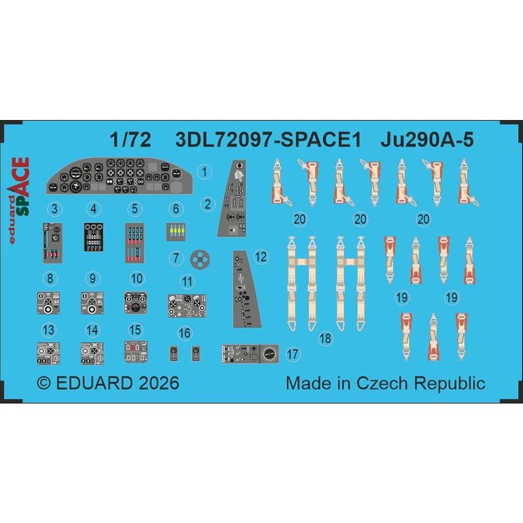 【新製品】3DL72097 1/72 Ju290A-5 スペース内装3Dデカール w/エッチングパーツセット (レベル用)