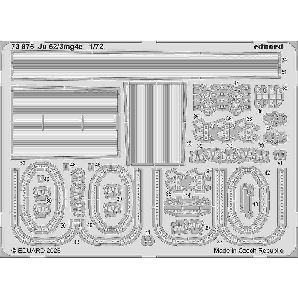 【新製品】73875 塗装済 1/72 ユンカース Ju52/3mg4e エッチングパーツ (エアフィックス用)