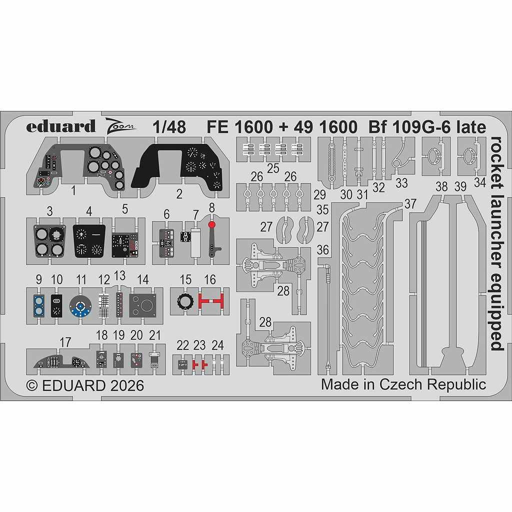 【新製品】FE1600 塗装済 1/48 メッサーシュミット Bf109G-6 後期型 w/W.Gr.21ロケットズームエッチングパーツ (タミヤ用)