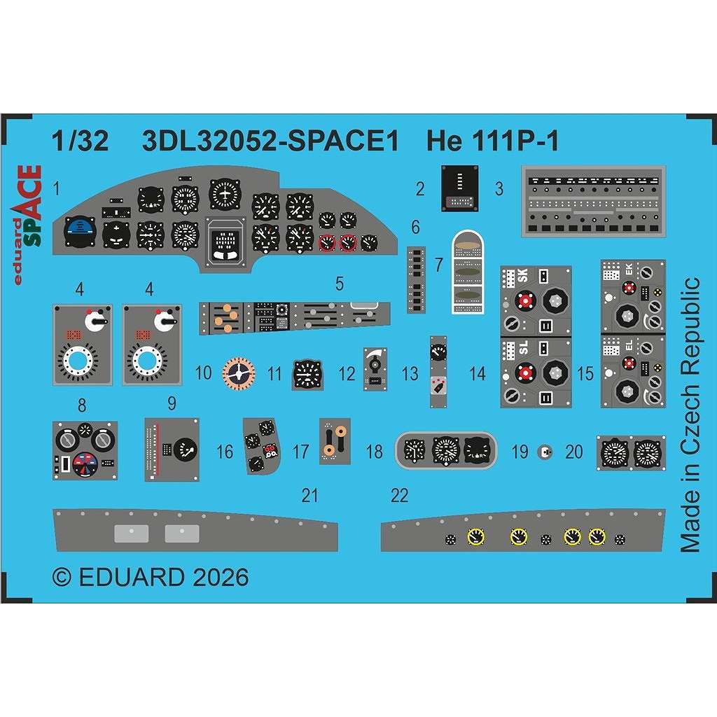 【新製品】3DL32052 1/32 ハインケル He111P-1 スペース内装3Dデカール w/エッチングパーツセット (レベル用)