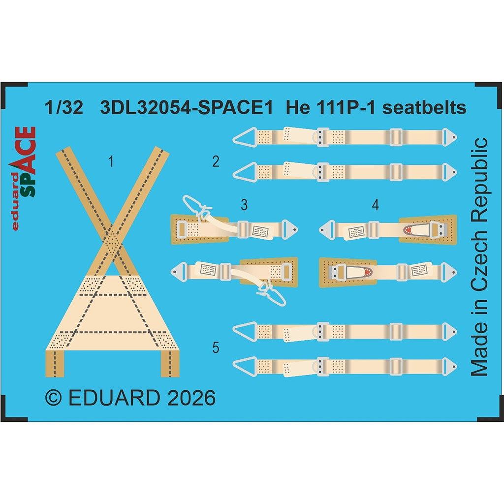 【新製品】3DL32054 1/32 ハインケル He111P-1 スペースシートベルトデカール (レベル用)