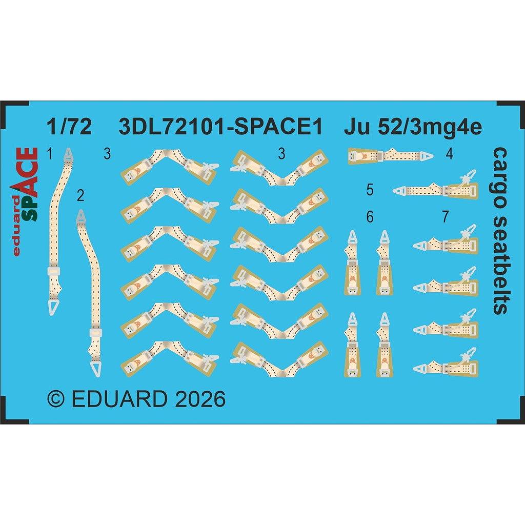 【新製品】3DL72101 1/72 Ju52/3mg4e スペース貨物室シートベルトデカール(エアフィックス用)
