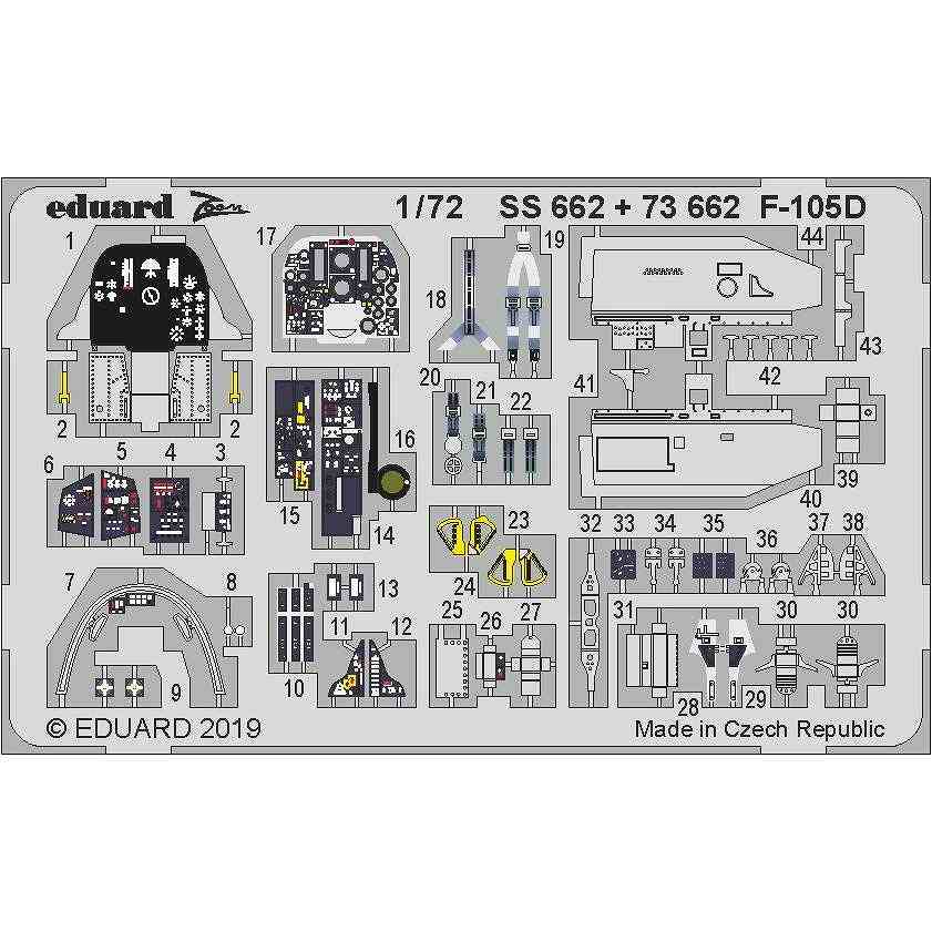 【新製品】73662 塗装済 リパブリック F-105D サンダーチーフ 内装エッチングパーツ (トランぺッター用)