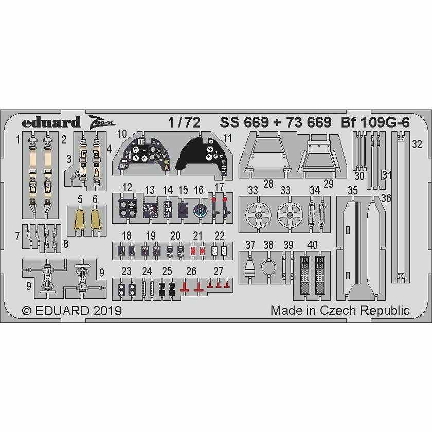 【新製品】73669 塗装済 メッサーシュミット Bf109G-6 エッチングパーツ (タミヤ用)