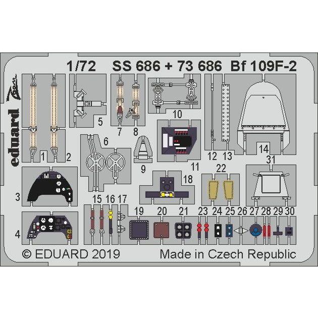 【新製品】73686 塗装済 メッサーシュミット Bf109F-2 エッチングパーツ (レベル用)