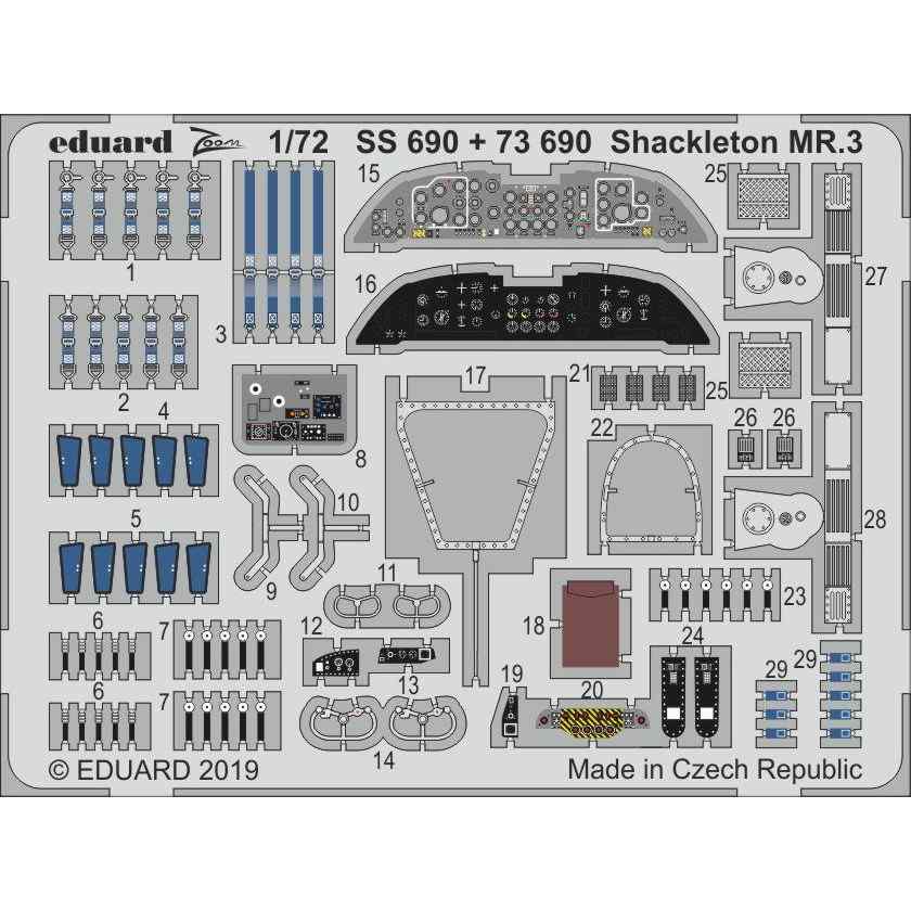 【新製品】73690 塗装済 アブロ シャクルトン MR.3 エッチングパーツ (レベル用)