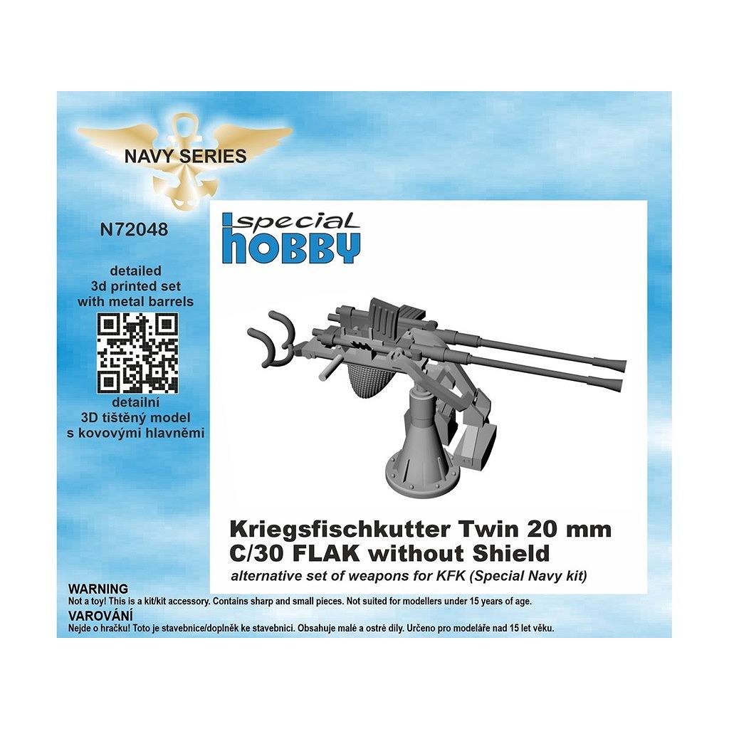 【新製品】N72048 1/72 WW.II ドイツ 戦闘漁船 C/30 20mm連装機関砲 (防盾無し)(スペシャルホビー用)
