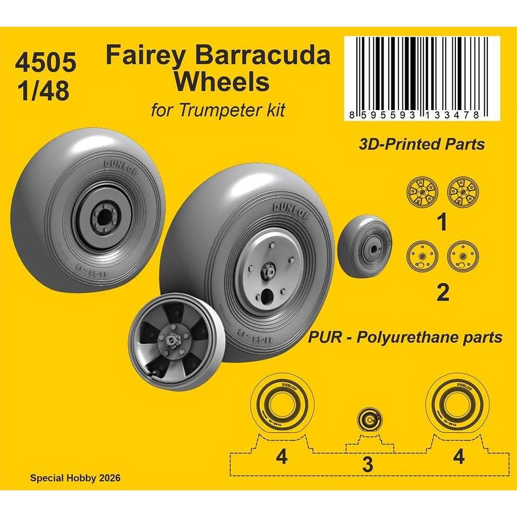 【新製品】4505 1/48 フェアリー バラクーダ 自重変形ホイール (トランペッター用)