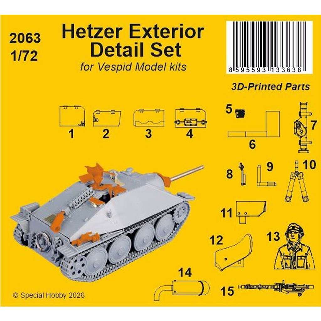 【新製品】2063 1/72 38式軽駆逐戦車 ヘッツァー 外装ディテールセット (ヴェスピッドモデル用)