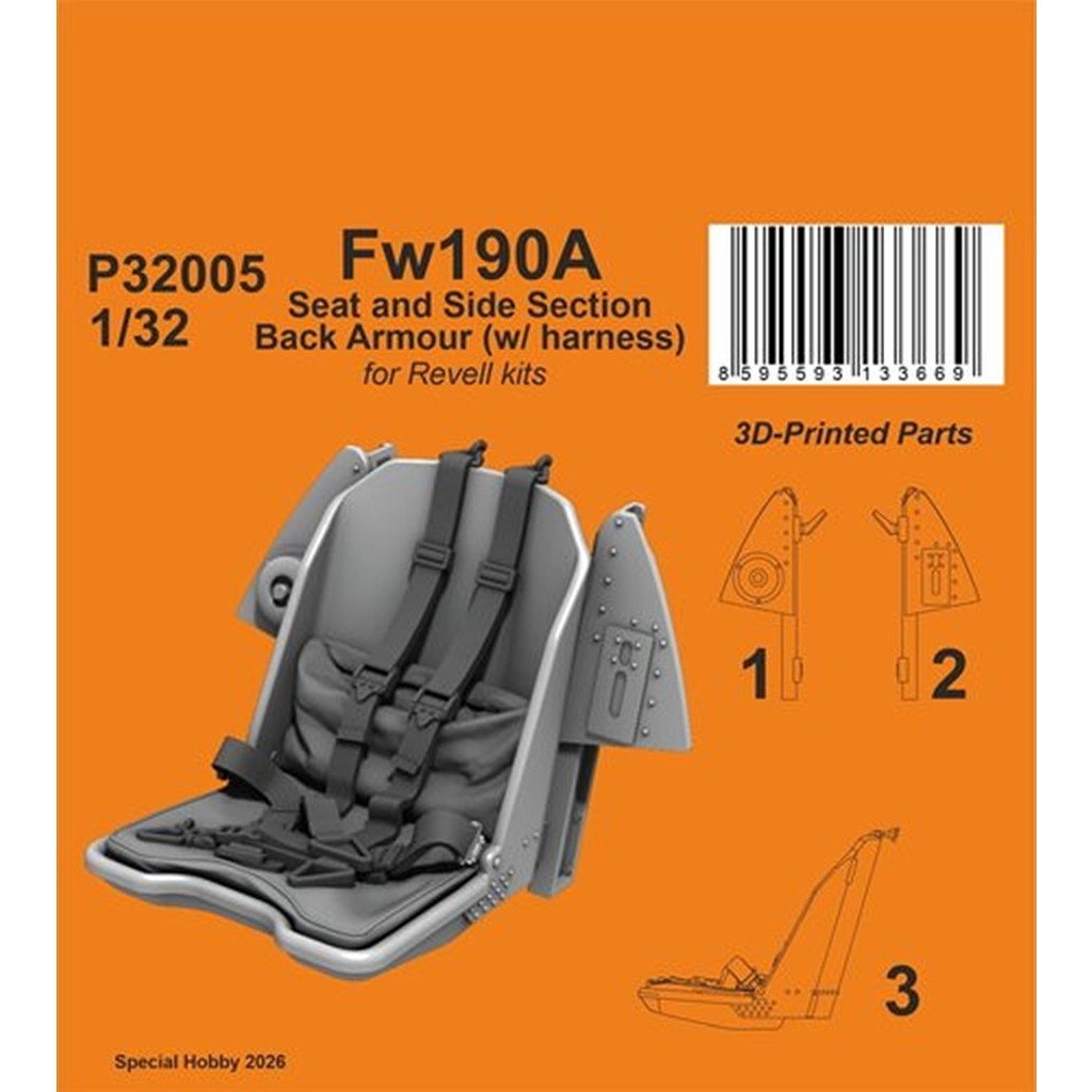 【新製品】P32005 1/32 Fw190A 操縦席w/防弾板(ベルトモールド付) (レベル用)