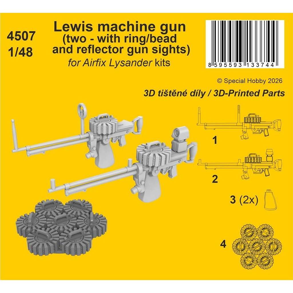 【新製品】4507 1/48 ウェストランド ライサンダー用 ルイス機関銃 (2種 x 各1入) (エアフィックス用)