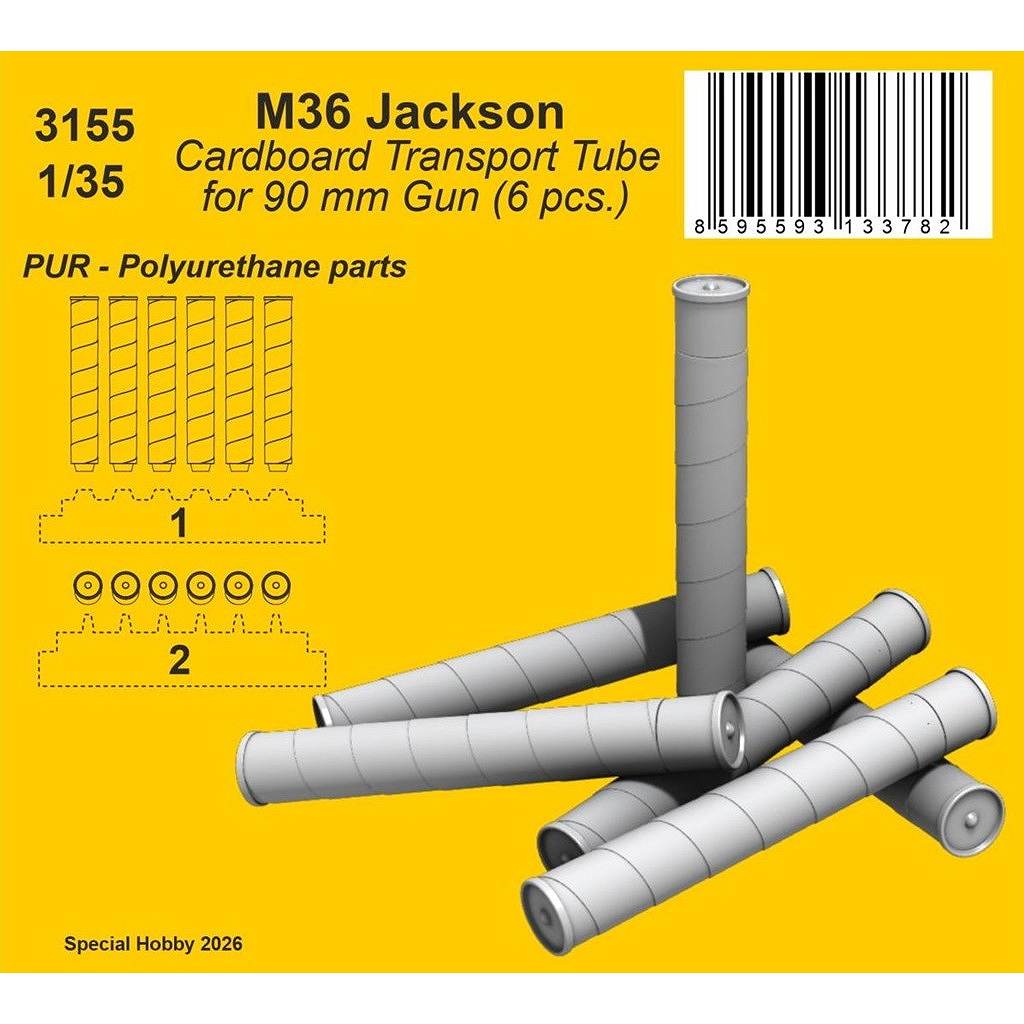 【新製品】3155 1/35 M36 ジャクソン 90mm砲弾筒状収納ケース (6個) (タミヤ用)