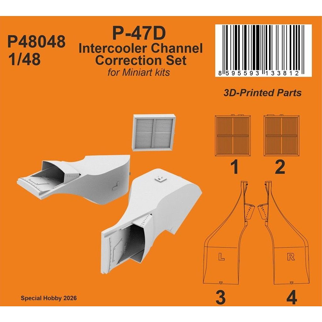 【新製品】P48048 1/48 P-47D インタークーラー排気口 修整セット (ミニアート用)
