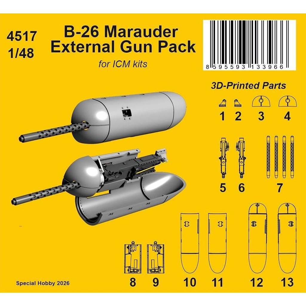 【新製品】4517 1/48 B-26 マローダー ガンパック(開・閉状態 x 各2入) (ICM用)