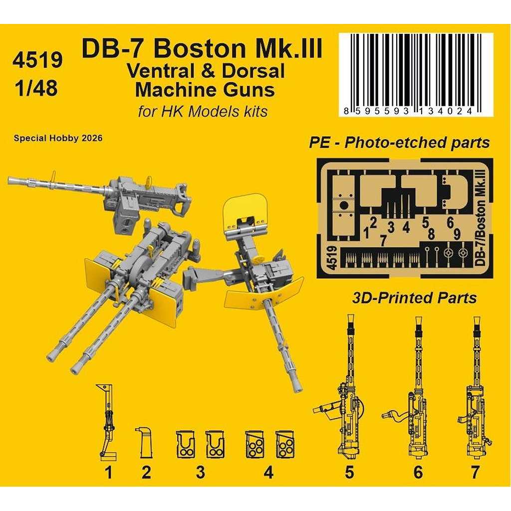 【新製品】4519 1/48 DB-7 ボストン Mk.III 後部機銃セット (HKモデル用)