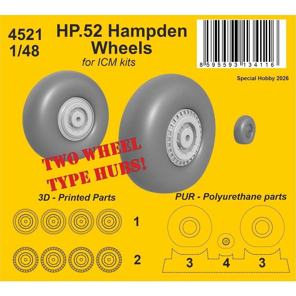 【新製品】4521 1/48 HP.52 ハンプデン 自重変形ホイール(ICM用)