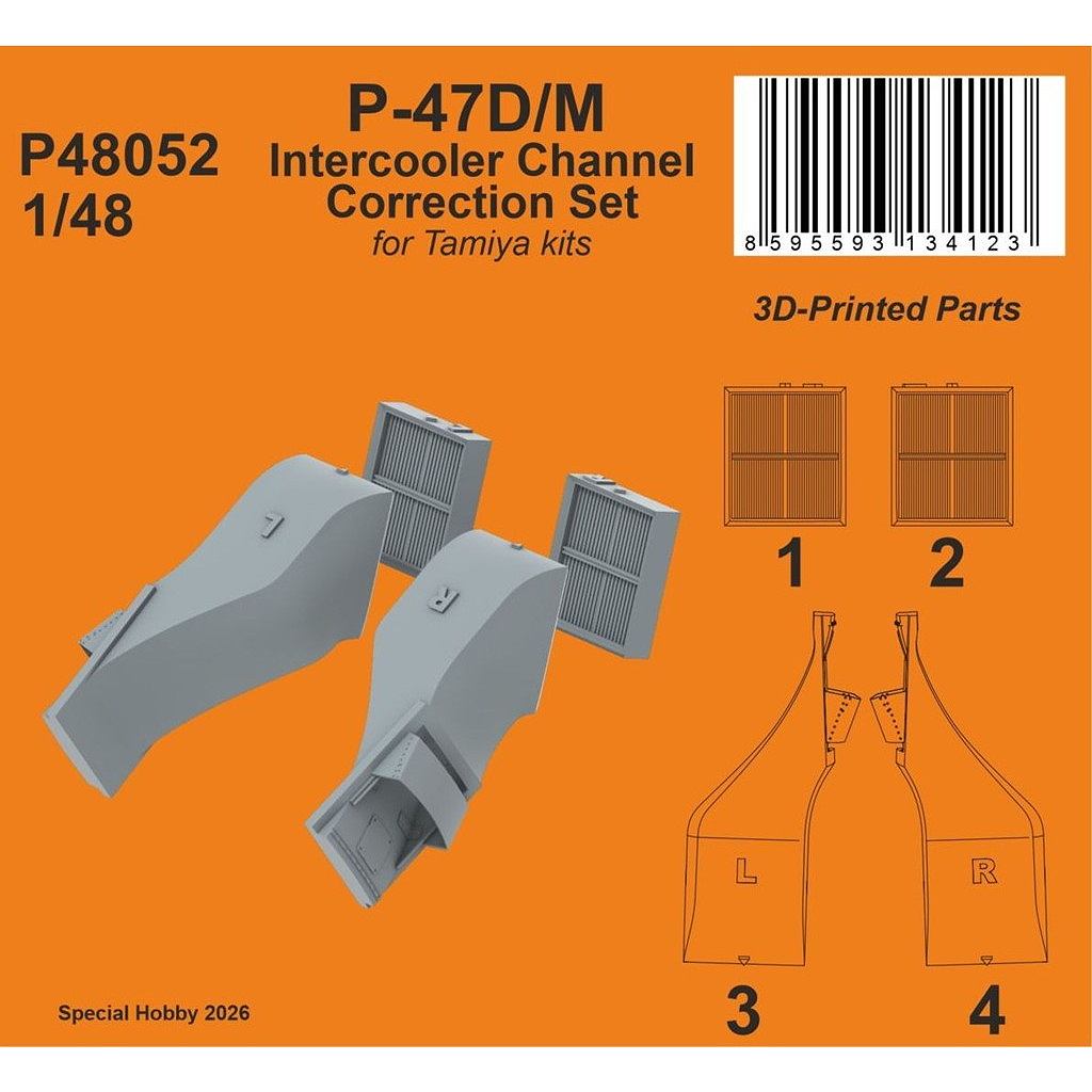【新製品】P48052 1/48 P-47D/M インタークーラー排気口 修整セット (タミヤ用)